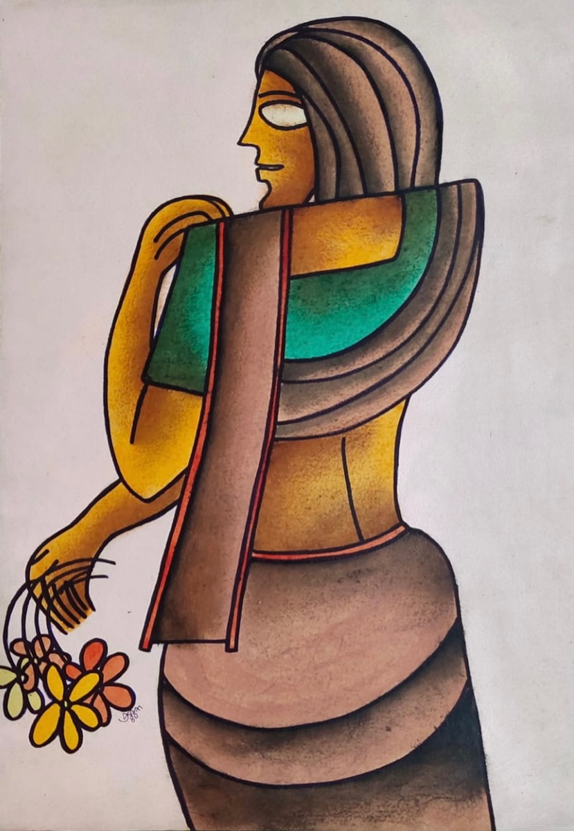 Woman Holding Flowers