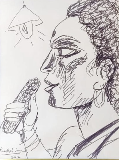 Woman Eating Corn