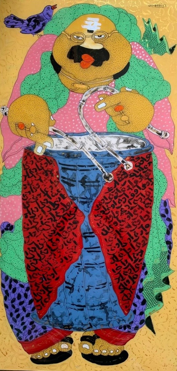Babu playing the Dhaak