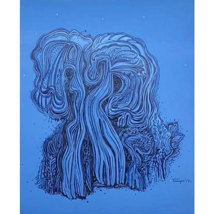 The Night by Tumpa Chowdhury, acrylic on paper, landscape, sea and sky