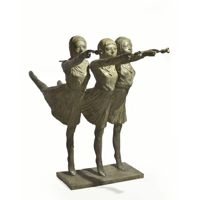 Three Girls by Tapas Biswas, bronze, people and portraits