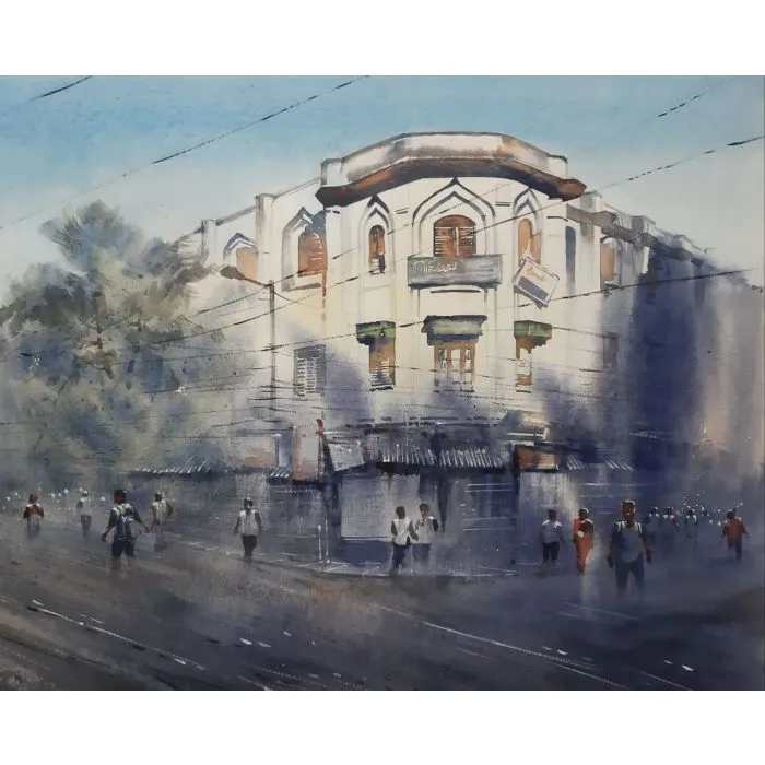 Kolkata by Sourav Shee, watercolour on paper, architecture and cityscapes