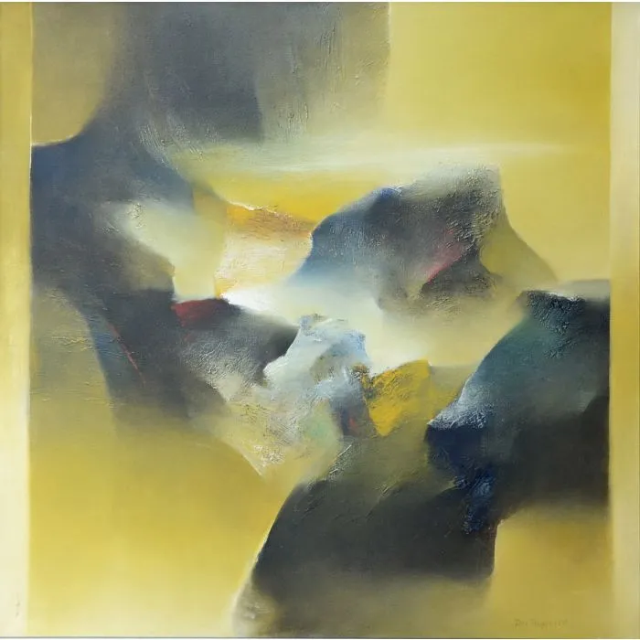 Landscape by Debendra Thiyam, acrylic on canvas, landscape, sea and sky