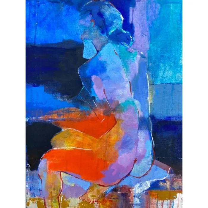 Boudoir by Vinayak Pasricha, acrylic on canvas, nude
