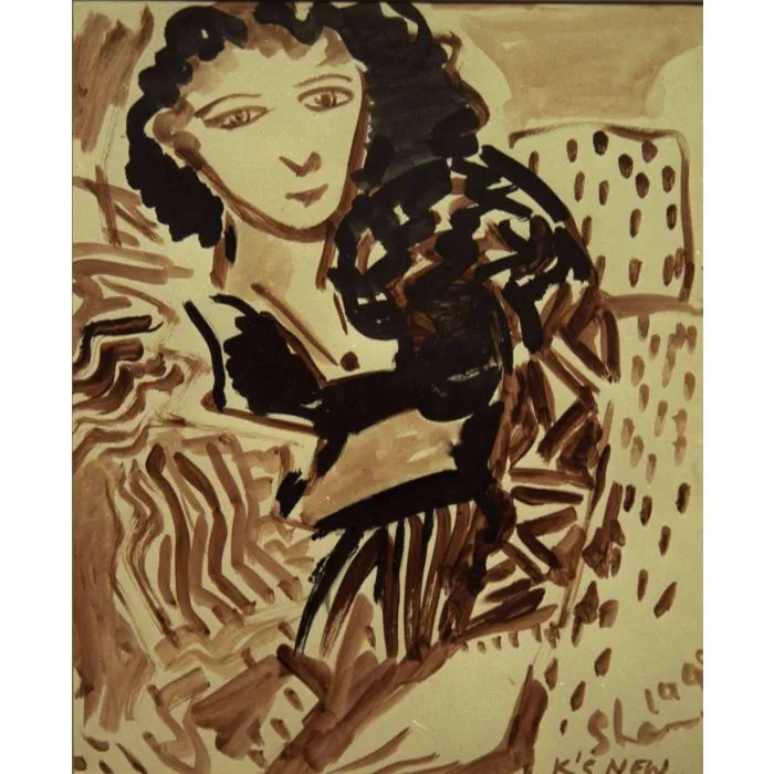 Woman by Shanu Lahiri, watercolour on paper, people and portraits