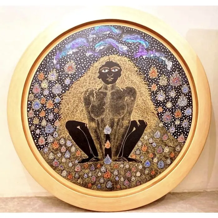 Dharti by Seema Kohli, mix media on canvas, nude