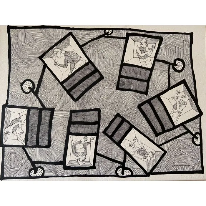 A day in the life by Partha Pratim Deb, mix media on paper, people and portraits