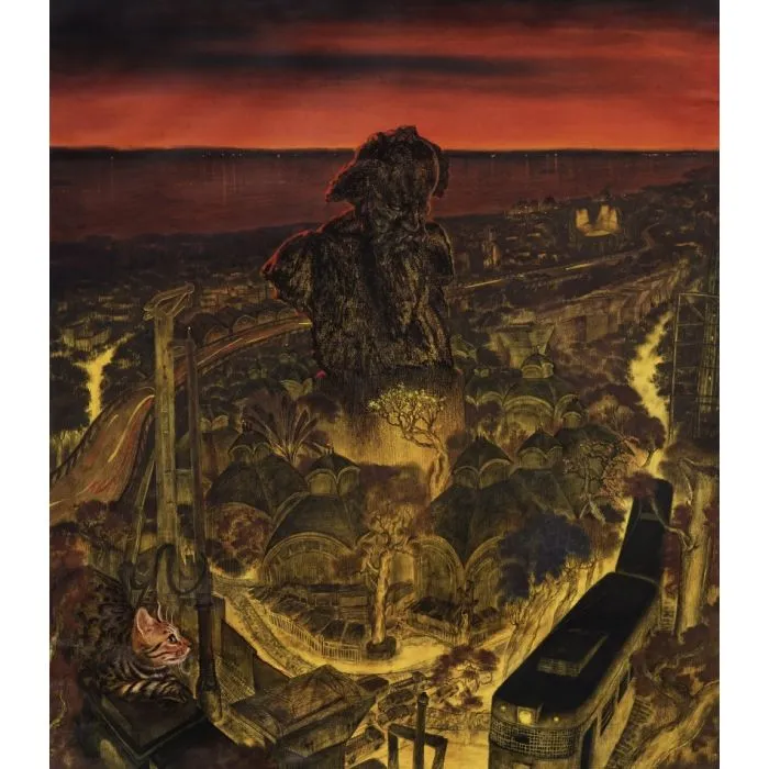 Goodnight Calcutta-X by David Malaker, mix media on paper, architecture and cityscapes