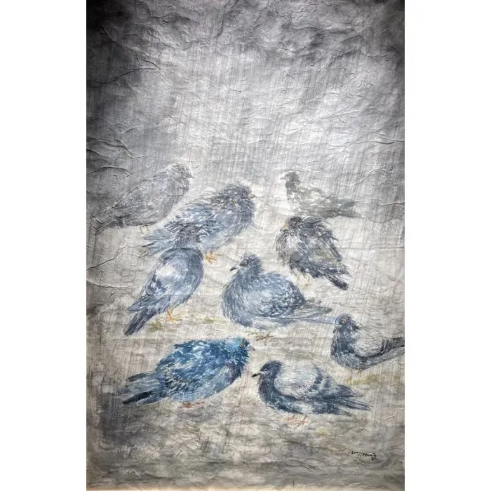 Birds of the Same Feather by Subhendu Sarkar, watercolour on handmade paper, animal