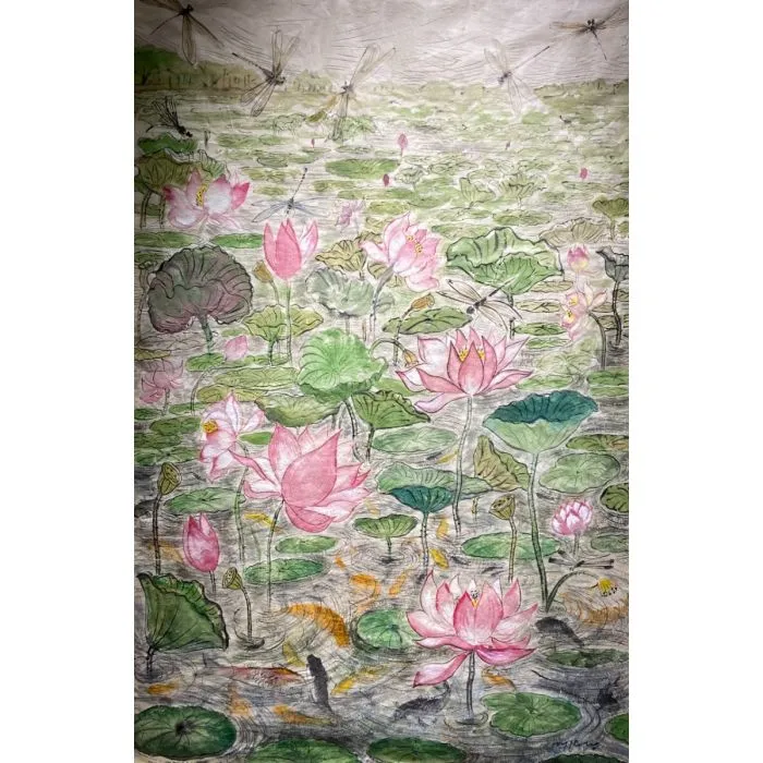 Lavish Lotus by Subhendu Sarkar, watercolour on handmade paper, flower