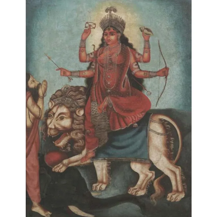Jagatdhatri, oil on canvas, religious