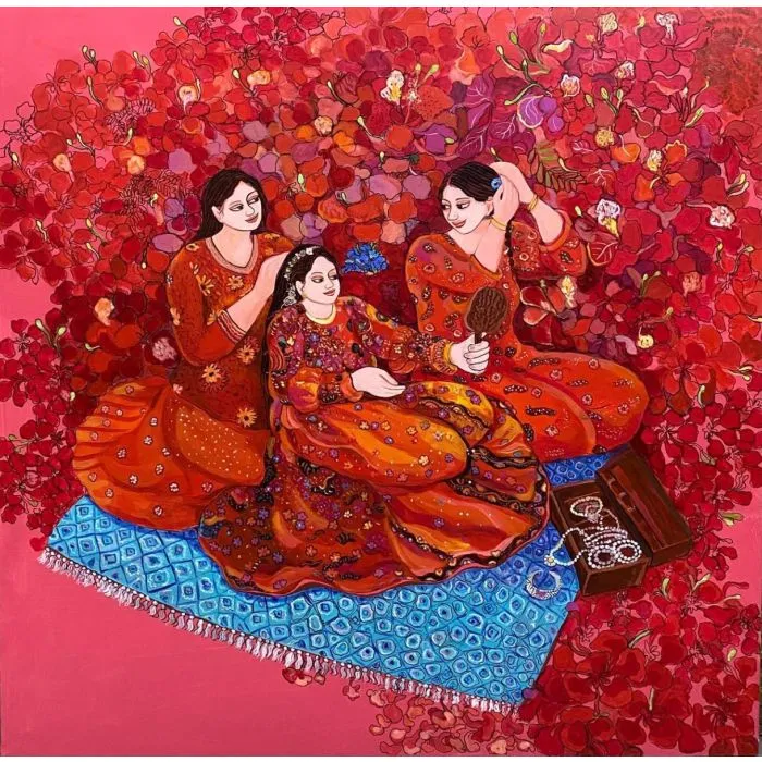 Soiree by Chaitali De Chanda, acrylic on canvas, people and portraits