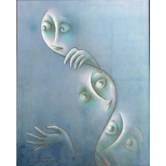 Untitled II by Sanat Kar, tempera on canvas board, people and portraits