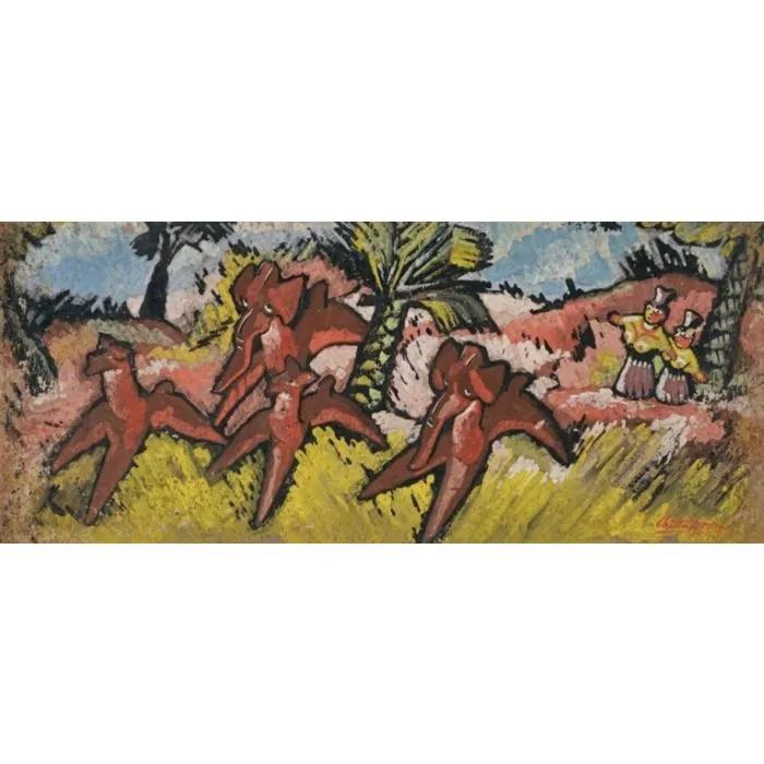 Untitled-Gouache on Paper by Chittaprosad Bhattacharya, gouache, animal