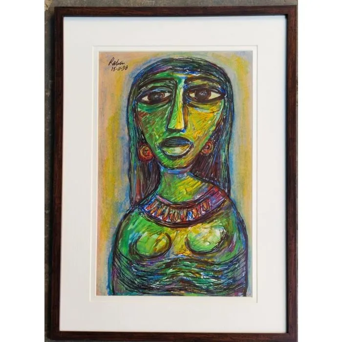 Woman by Rabin Mondal, mix media on paper, still life