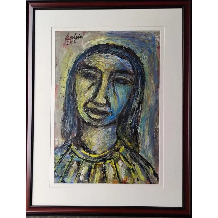 The Face by Rabin Mondal, mix media on paper, still life