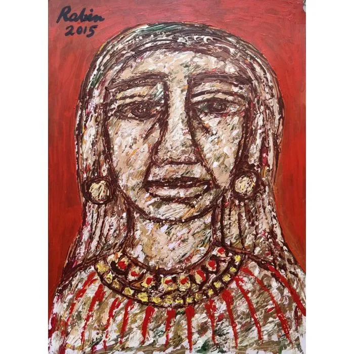 Woman-1 by Rabin Mondal, acrylic on board, still life