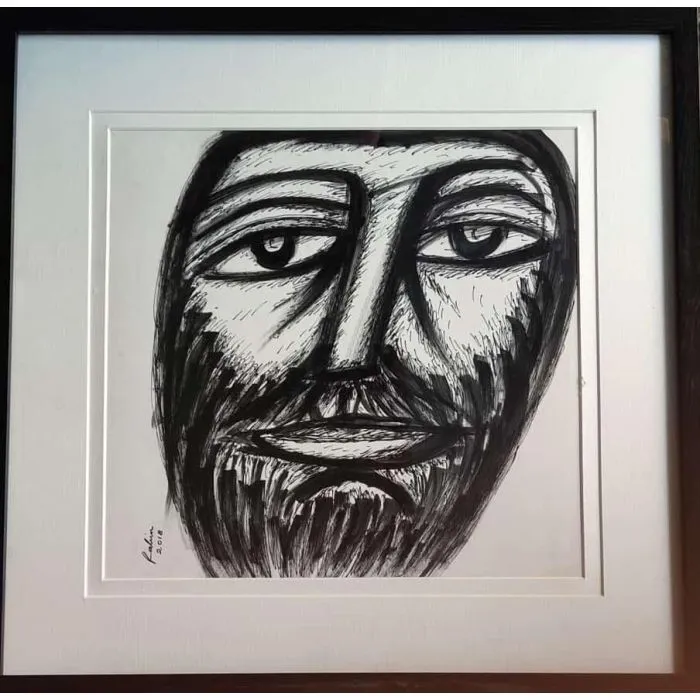 Face of a Man by Rabin Mondal, mix media on board, still life