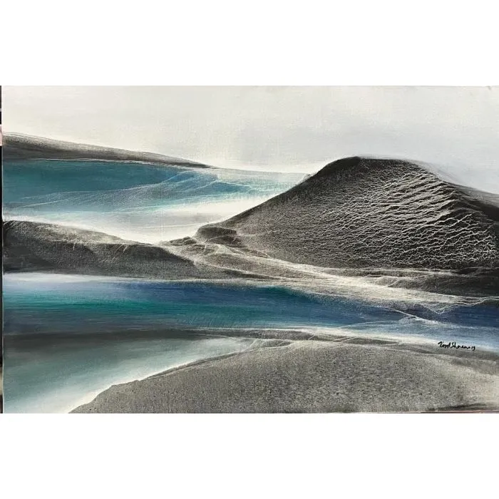 Landscape by Vinod Sharma, oil on canvas, landscape, sea and sky