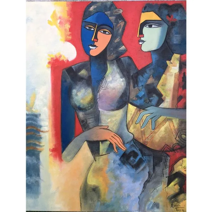 Working Woman by Kavita Tambolkar, oil on canvas, girl