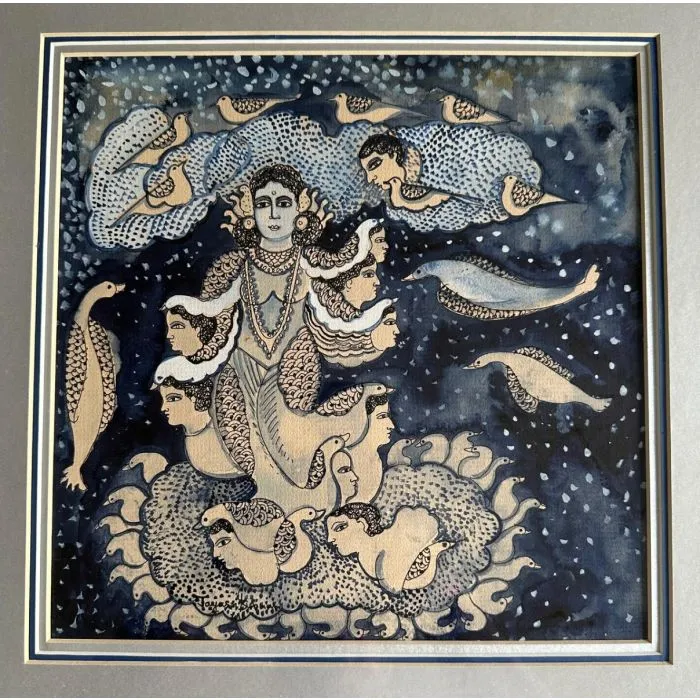 Untitled (Mermaid) by Jayasri Burman, watercolour on board, still life