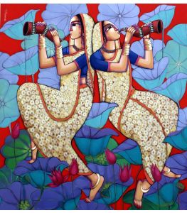 Jolly Women in a lotus pond by Sekhar Roy