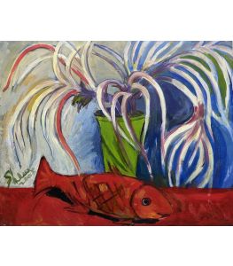 Still Life with Fish & Flowers by Shanu Lahiri.