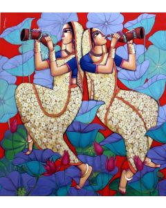 Jolly Women in a lotus pond by Sekhar Roy