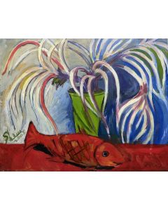 Still Life with Fish & Flowers by Shanu Lahiri.