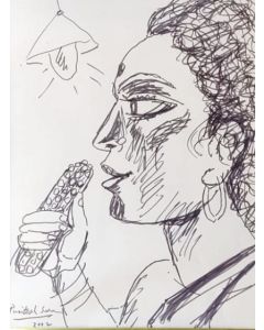 Woman Eating Corn by Paritosh Sen.