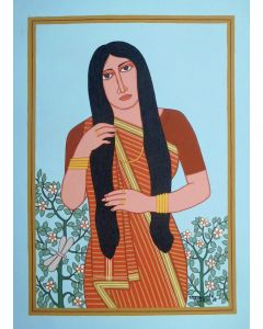 Bibi Fixing Her Hair by Lalu Prasad Shaw.