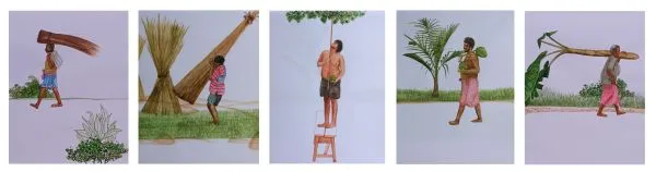 Working Carefully, watercolour on paper, people and portraits