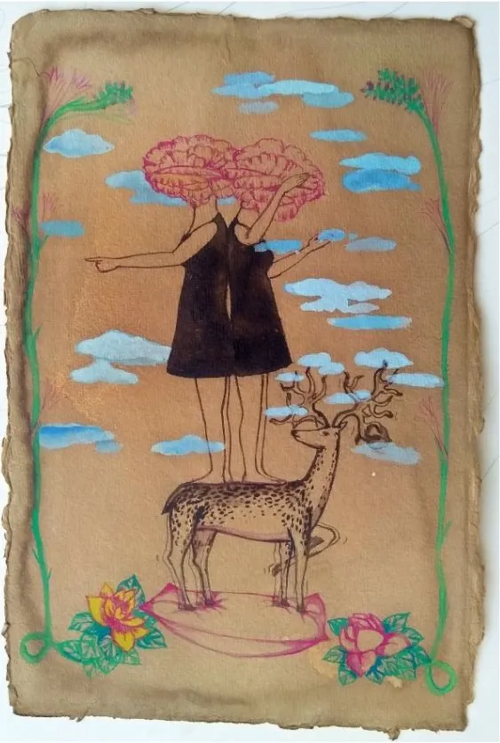 Untitled by Divya Pandey, watercolour on paper, people and portraits