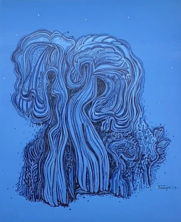 The Night by Tumpa Chowdhury, acrylic on paper, landscape, sea and sky