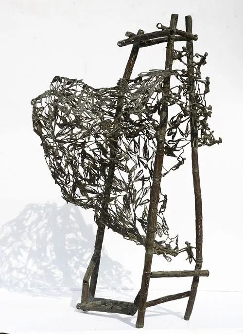 Team Work by Tapas Biswas, bronze, people and portraits
