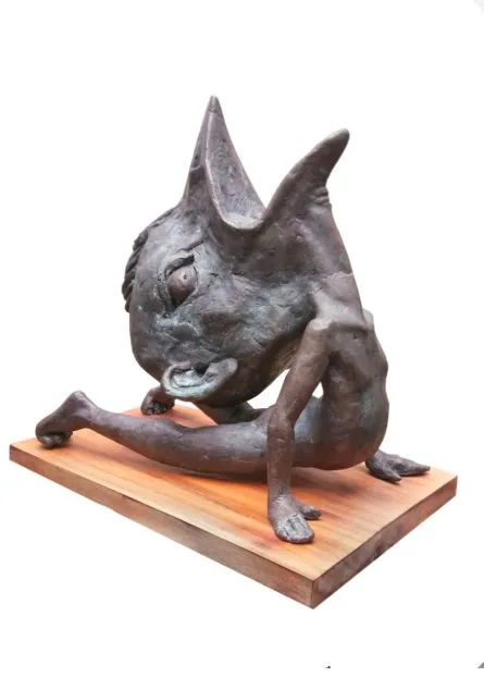 Hungry Bird by Rakesh Sadhak, bronze, animal