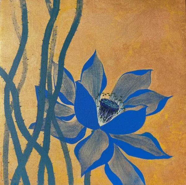 Reawakening by Vinayak Pasricha, acrylic on canvas, flower