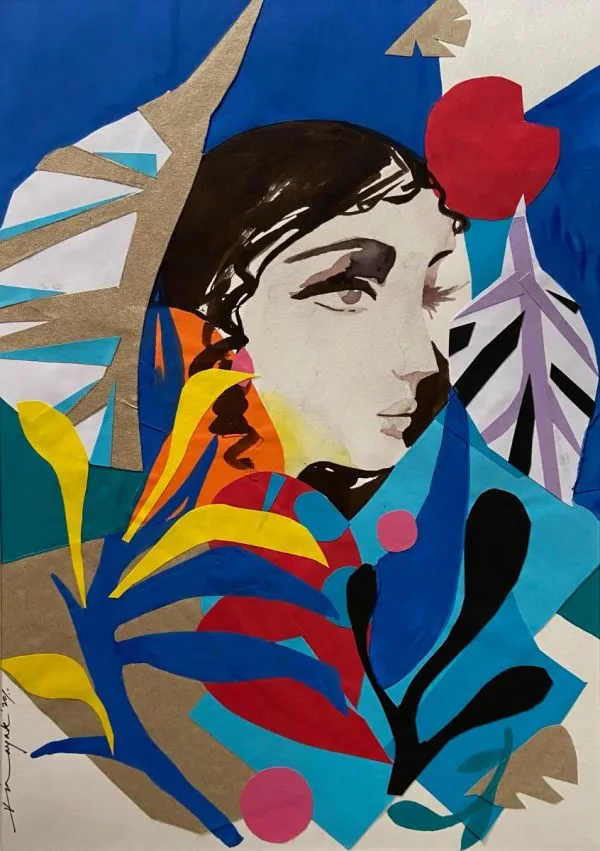 In The Garden of Earthly Delights by Vinayak Pasricha, mix media on paper, people and portraits