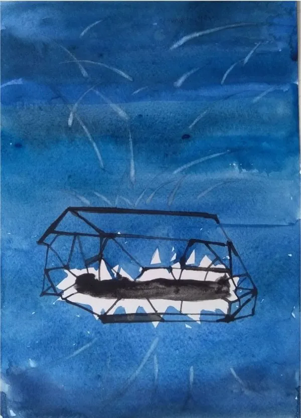 You Never Walk Alone by Divya Pandey, watercolour on paper, people and portraits