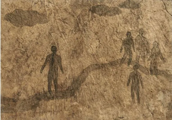 Unknown Land by Pravakar Ghosh, mix media on paper, people and portraits