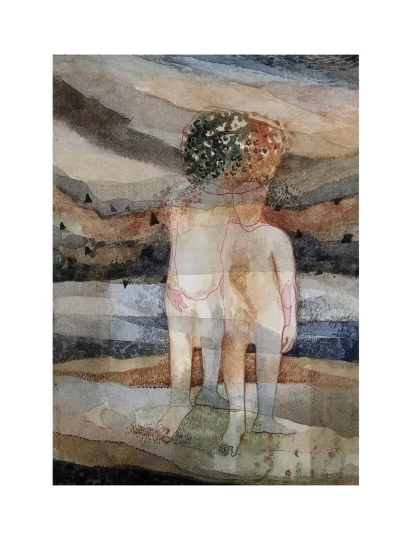 Layers by Kartick Pal, watercolour on paper, nude