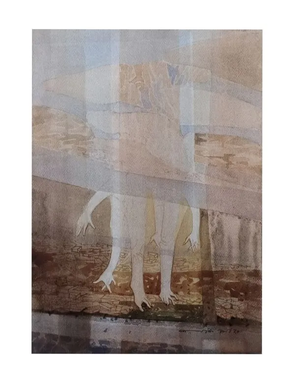 Untitled Destiny by Kartick Pal, watercolour on paper, people and portraits