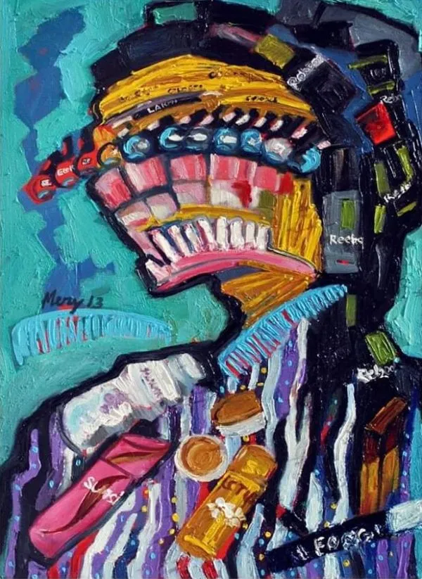 Daily life by Mery Borah, oil on canvas, people and portraits