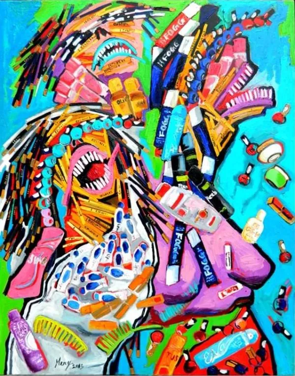Violence 2 by Mery Borah, oil on canvas, people and portraits