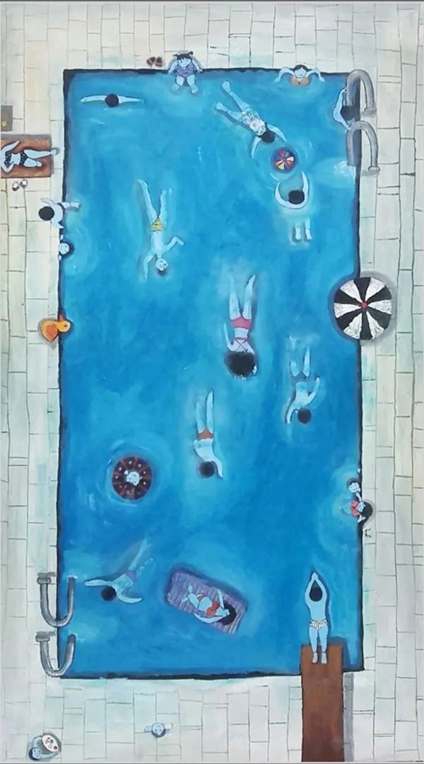 Pull by Puspen Roy, mix media on canvas, landscape, sea and sky