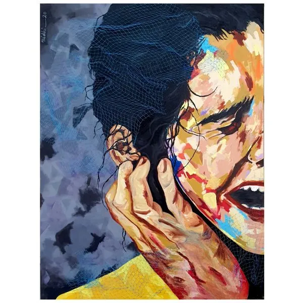 Tired Of Waiting by Nidhi Bhau, mix media on canvas, people and portraits