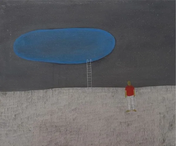 The Pool by Suman Patra, acrylic on canvas, people and portraits