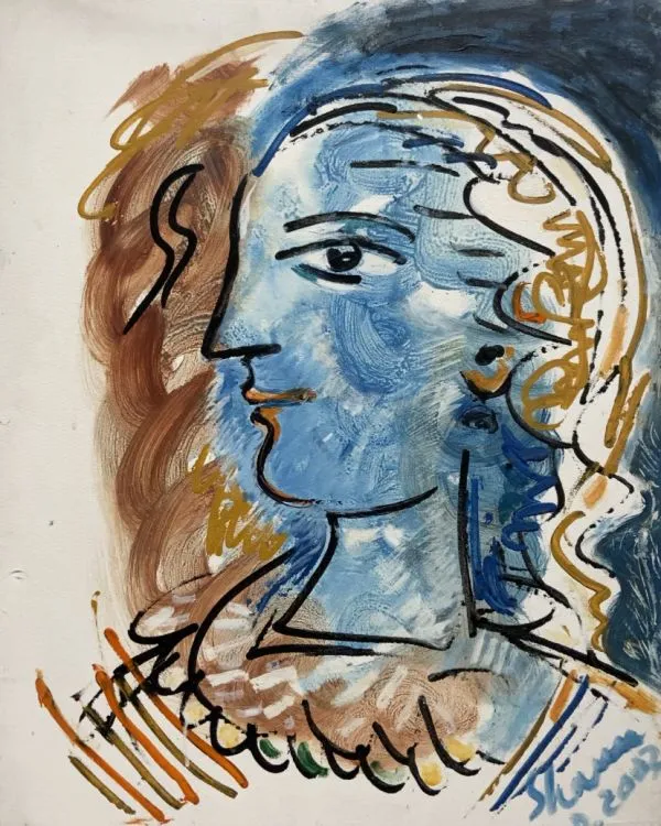 Side Profile by Shanu Lahiri, acrylic on canvas, girl