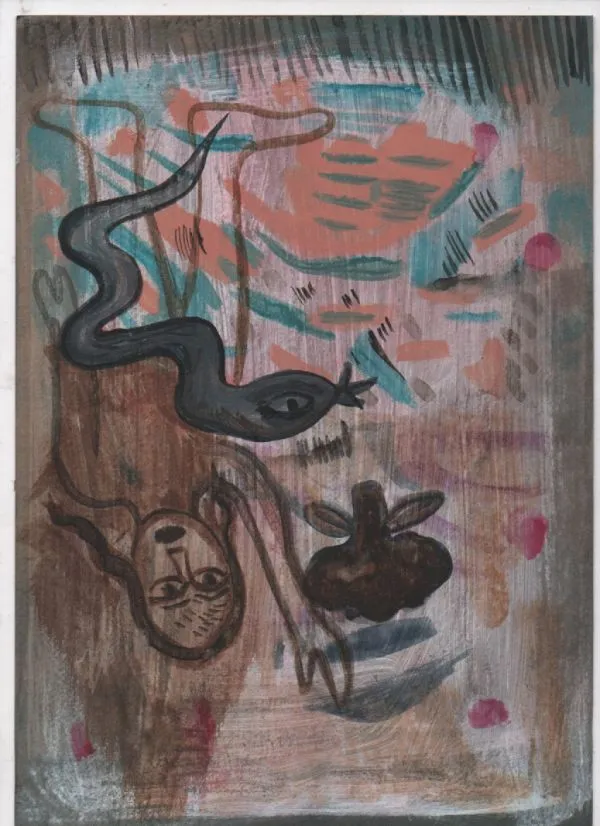 Fly jump fly by Asavari Gurav, gouache on paper, girl
