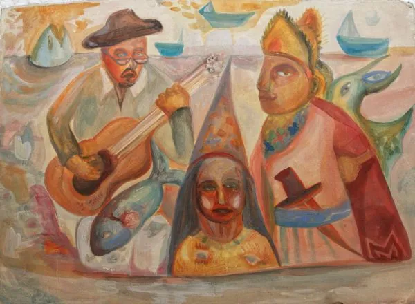 Rhythm Incomplete by Asavari Gurav, gouache on paper, people and portraits